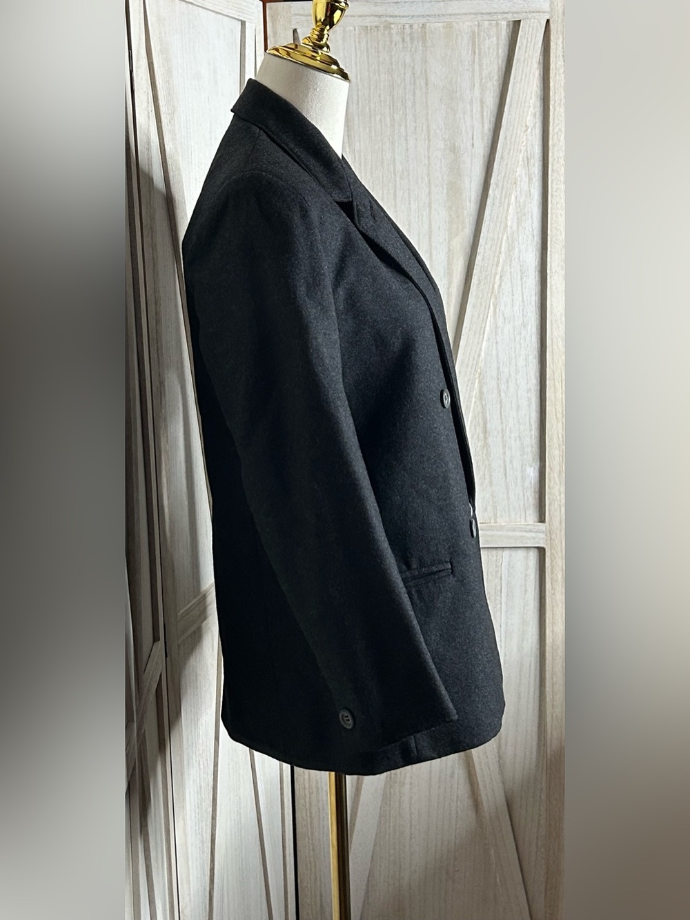 Vintage David Benjamin Dark Academia Double-Breasted Charcoal Wool Blazer Sz 7 - Picture 3 of 9